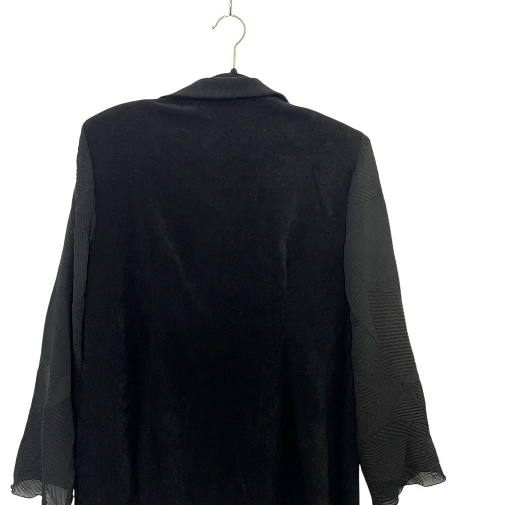 Russell Kemp Black Faux Seude Blazer Jacket Womens Textured Semi Sheer Sleeve - Picture 5 of 10